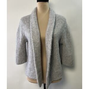 Aritzia 100% cashmere cardigan sweater Sz S/M Gray Chunky Knit 3/4 Sleeve Preppy
